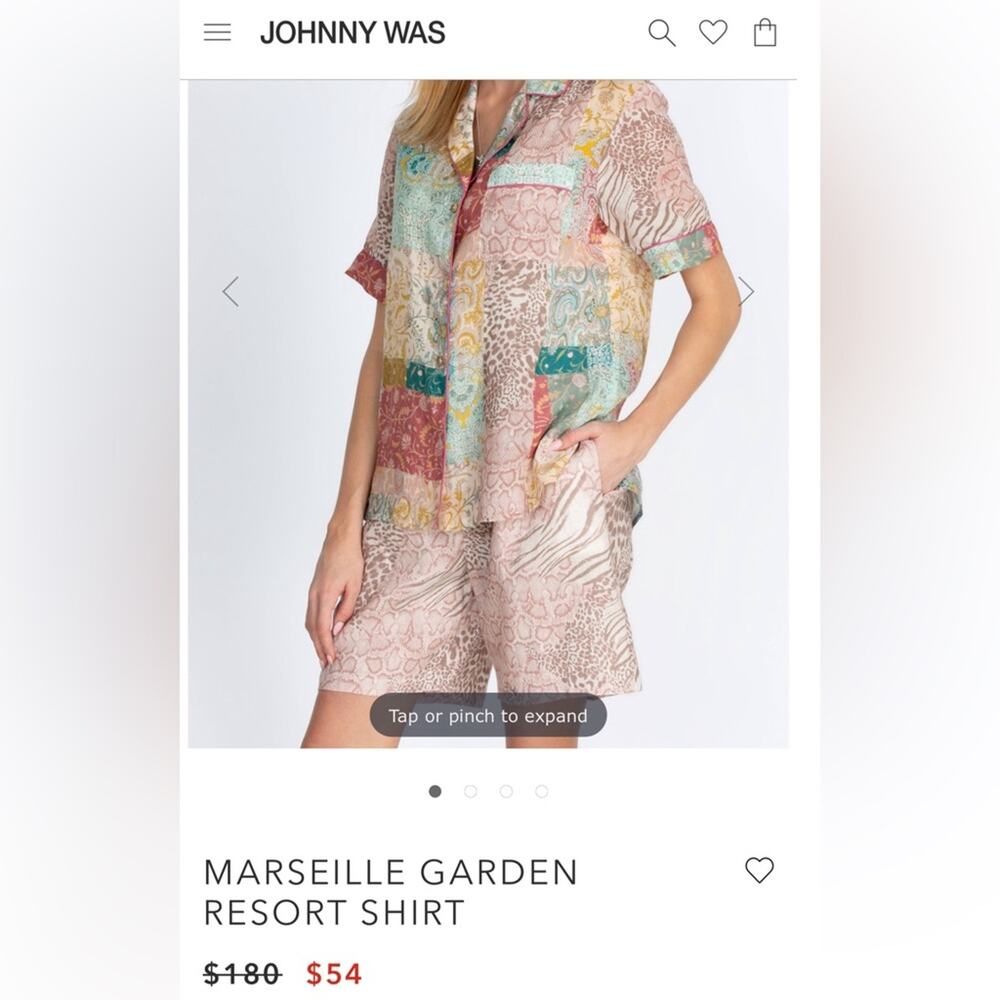 Patchwork Print Short-Sleeve Button Front Top - Multi - Picture 4 of 16